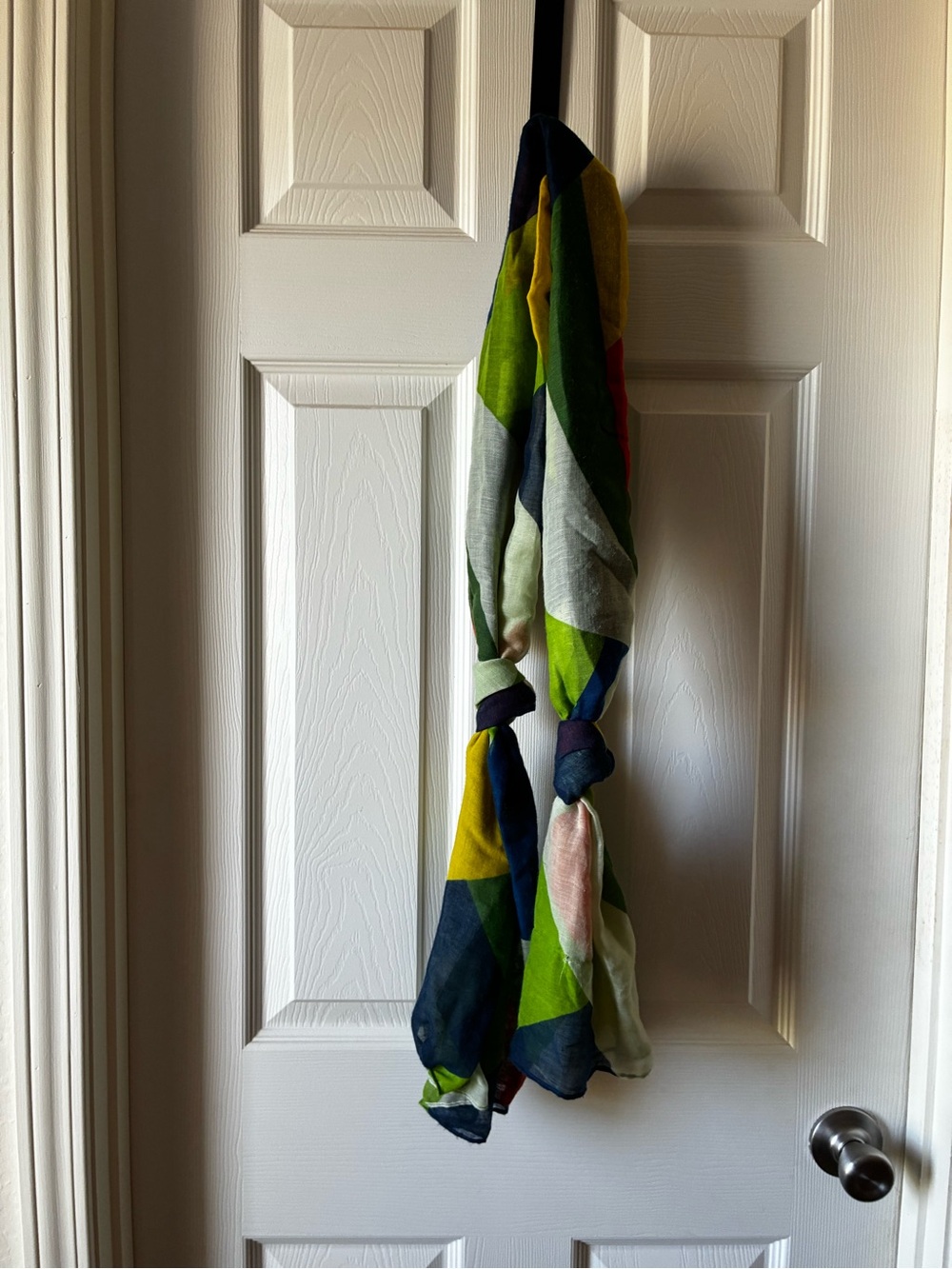 Colorblock Lightweight Scarf in Green, Navy, Yellow